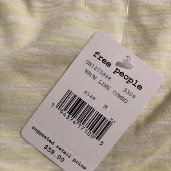 Free People We the Free Halo Stripe Tee-Shirt in Neon Lime and White Stripe - Picture 8 of 12